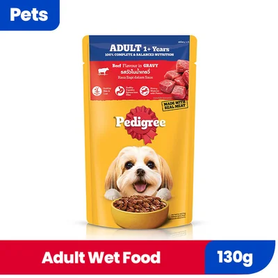PEDIGREE BEEF CHUNKS GRAVY 130G 513394